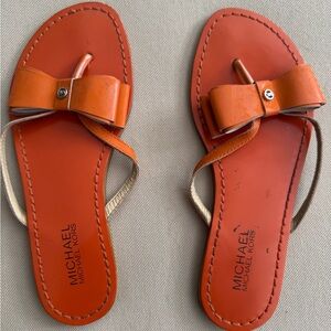 Michael Kors Orange Sandals with Bow Detail